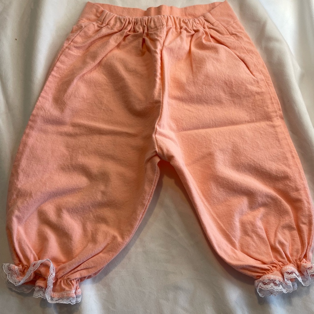 Vintage Peach Ruffle Hem Baby Pants